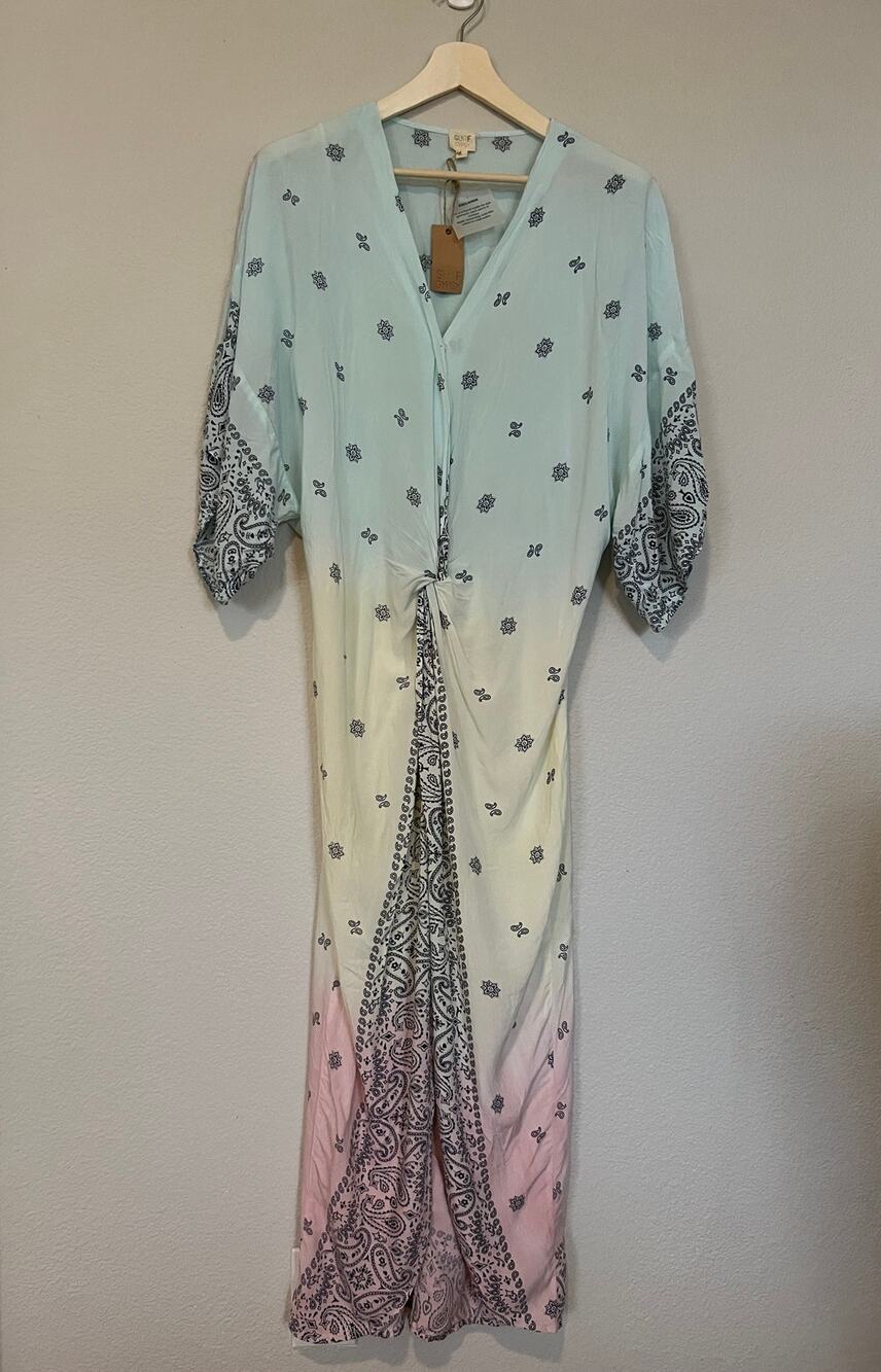 Surf Gypsy Twist Front Duster Swim Cover-Up Dress Tie Dye Size Large Boho